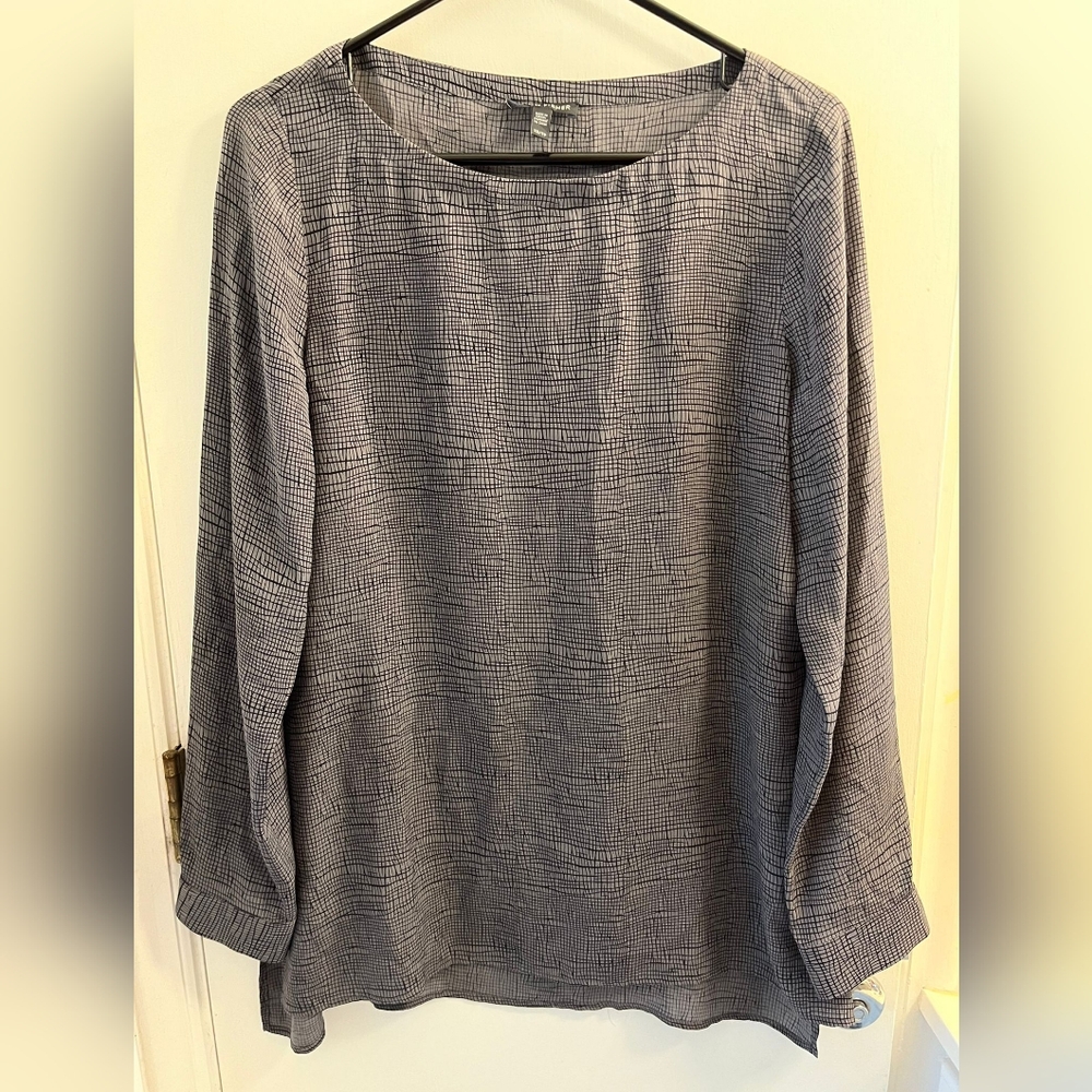 Eileen Fisher grey silk blouse